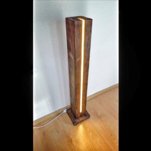 Lampa LED drewniana typu Loft prostokątna